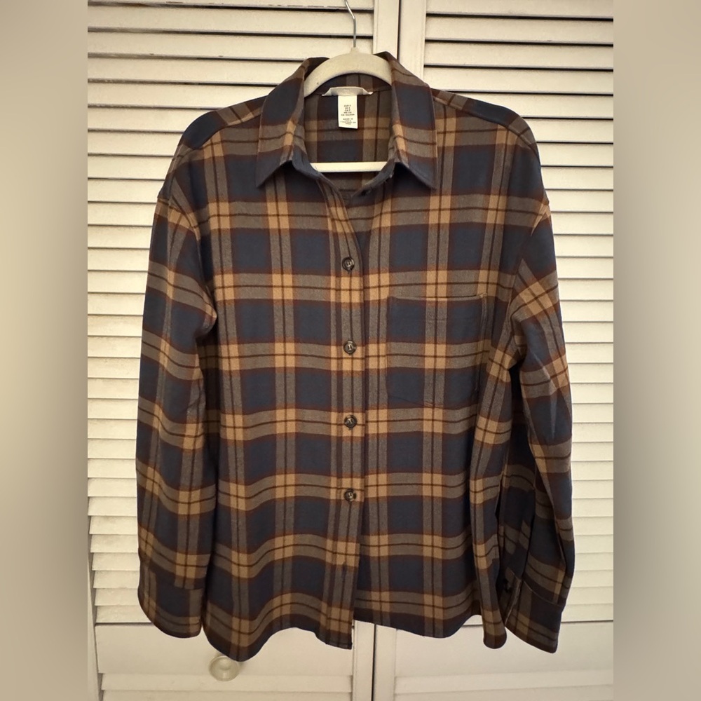 H&M Brown / Blue Plaid Flannel shirt